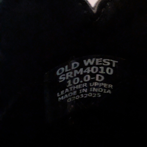 Old West Black Leather Boots 10 Mens - Picture 2 of 8